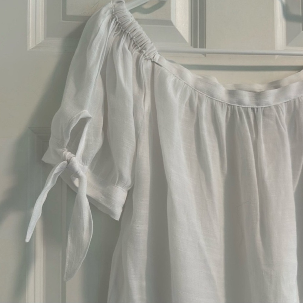 Harve Bernard White Coastal Loose Fit Blouse size M - Picture 6 of 12
